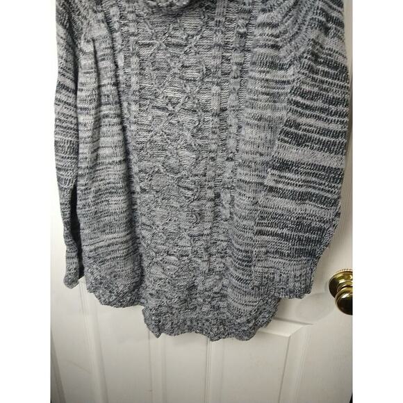 Jason Maxwell Woman M Sweater Grey White Heathered Cable Knit Long Sleeve Curved - Picture 11 of 12